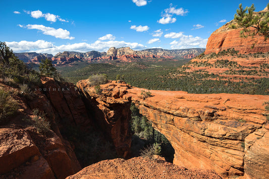 Southwestern photography print of Devil's Bridge and surrounding landscape on a spring day near Sedona, Arizona by Sean Ramsey of Southern Plains Photography.