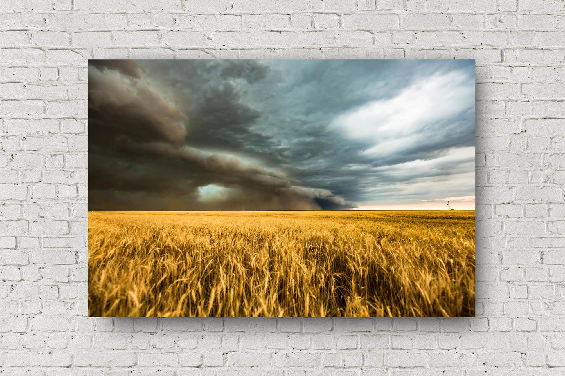 Storm photography print of a thunderstorm over a golden wheat field on a stormy spring day on the plains of Colorado by Sean Ramsey of Southern Plains Photography.