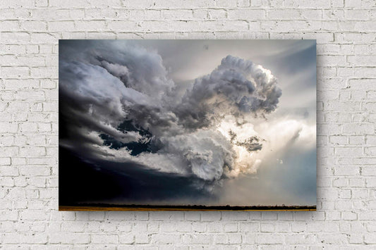 Supercell thunderstorm metal print of a storm cloud shaped like a fist packing a punch on a spring day on the plains of Oklahoma by Sean Ramsey of Southern Plains Photography.