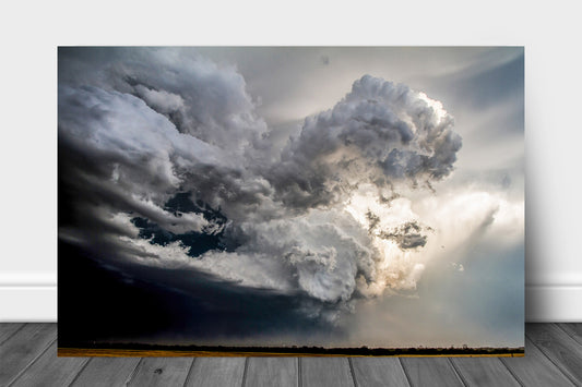 Supercell thunderstorm metal print of a storm cloud shaped like a fist packing a punch on a spring day on the plains of Oklahoma by Sean Ramsey of Southern Plains Photography.
