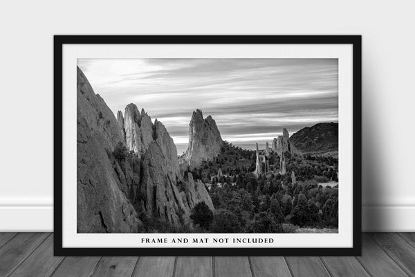 Rocky Mountain Photo Print | Garden of the Gods Picture | Colorado Wall Art | Black and White Photography | Western Decor