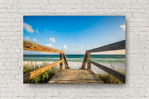 Coastal metal print on aluminum of a sandy boardwalk leading to the emerald waters of the Gulf Coast near Destin, Florida by Sean Ramsey of Southern Plains Photography.