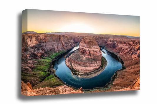 Desert Southwest canvas wall art of the Colorado River meandering through Horseshoe Bend at Sunset in Arizona by Sean Ramsey of Southern Plains Photography.