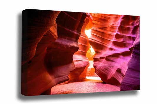 Desert southwest canvas wall art of Antelope Canyon shaped as an hourglass in the high desert near Page, Arizona by Sean Ramsey of Southern Plains Photography.