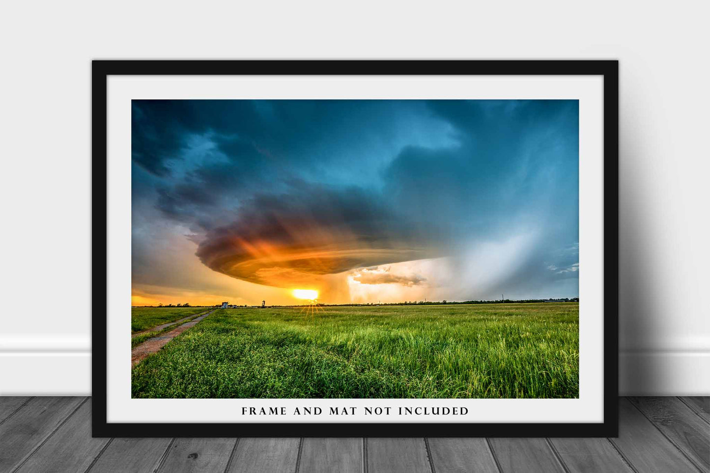Storm Photography Print (Not Framed) Picture of Supercell Thunderstorm Illuminated by Sunlight at Sunset in Oklahoma Weather Wall Art Nature Decor