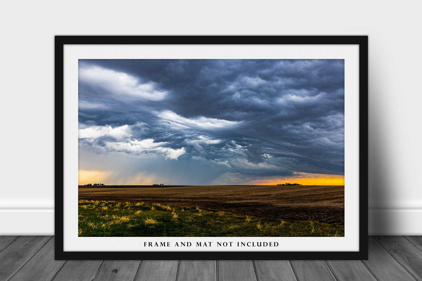 Thunderstorm Photography Print - Picture of Dramatic Storm Clouds Over Farmland on Stormy Day in Iowa Weather Wall Art Midwestern Decor