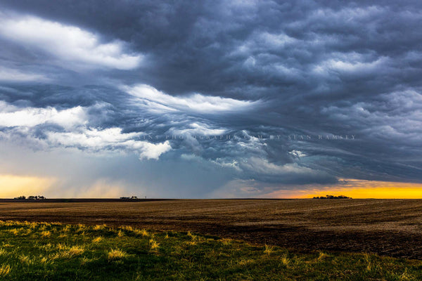 Midwestern storm photography print of a dramatic stormy sky over farmland on a spring day in Iowa by Sean Ramsey of Southern Plains Photography.