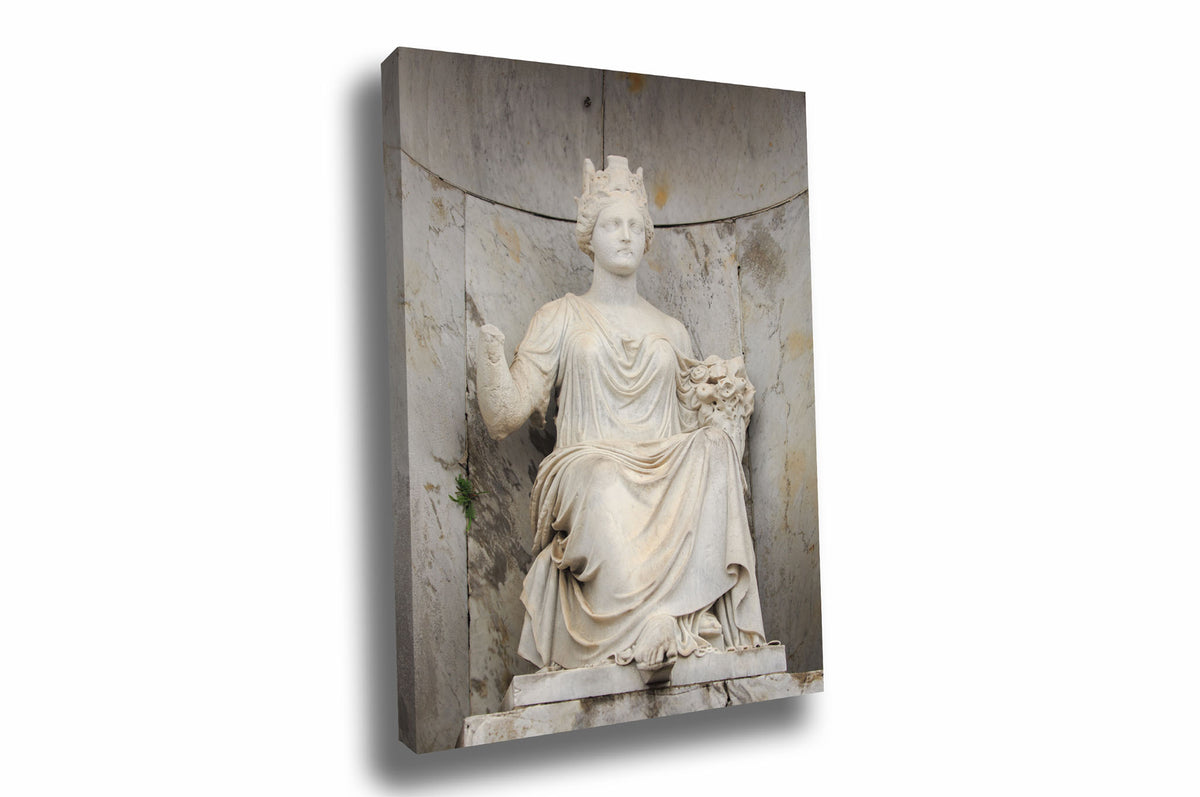 Vertical NOLA gallery wrap canvas wall art of a statue at a tomb in St. Louis Cemetery No. 1 in New Orleans, Louisiana by Sean Ramsey of Southern Plains Photography.