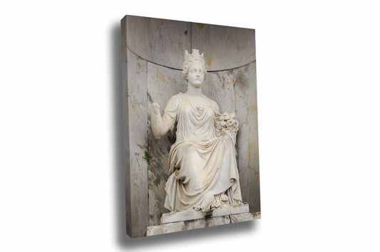 Vertical NOLA gallery wrap canvas wall art of a statue at a tomb in St. Louis Cemetery No. 1 in New Orleans, Louisiana by Sean Ramsey of Southern Plains Photography.