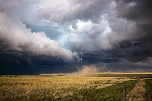 Weather photography print of a storm cloud kicking up dust on a stormy day on the plains of Colorado by Sean Ramsey of Southern Plains Photography.