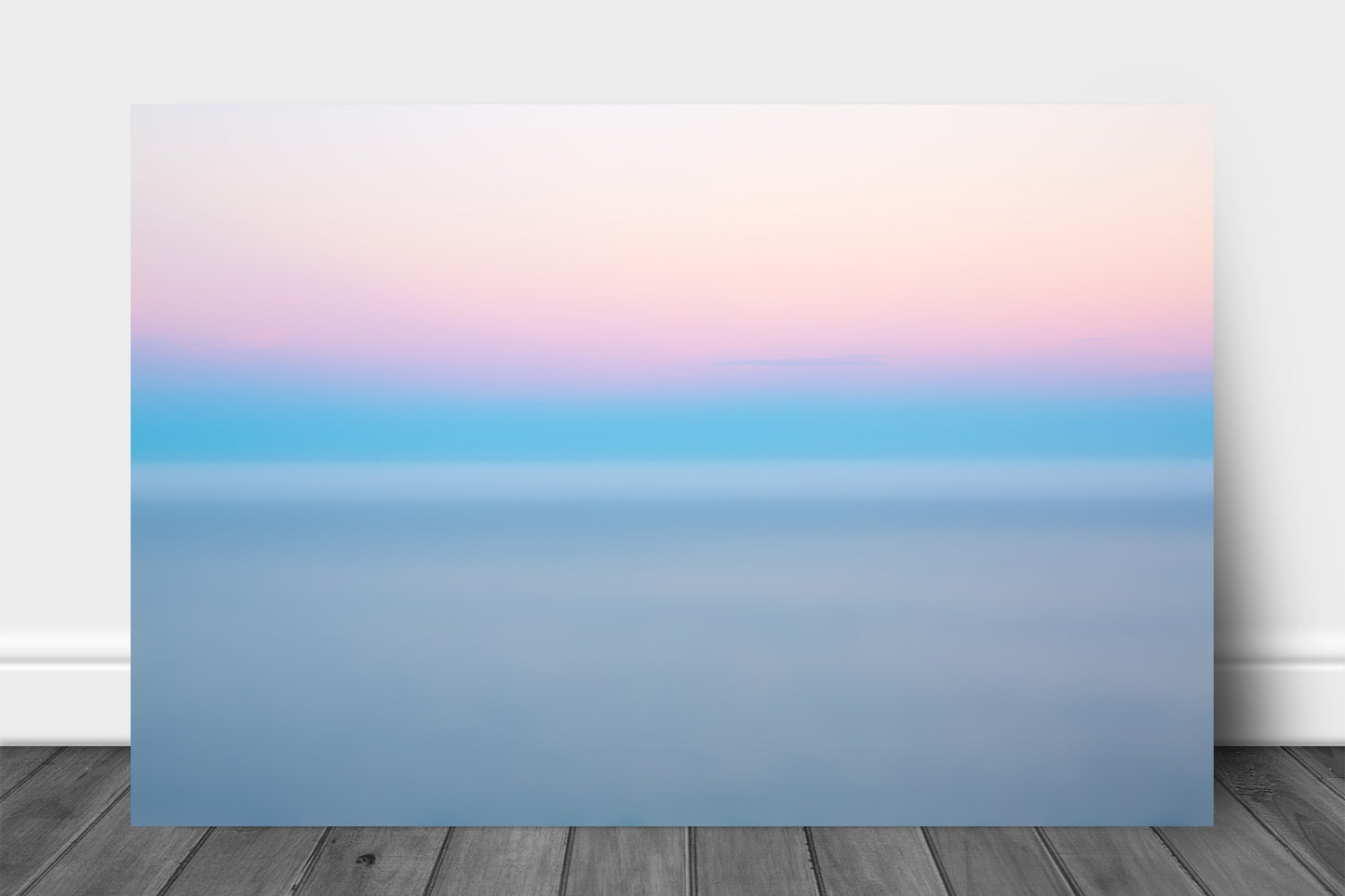 Blurry abstract aluminum metal print wall art of a layer of fog over the Pacific Ocean at sunrise in Big Sur, California by Sean Ramsey of Southern Plains Photography.