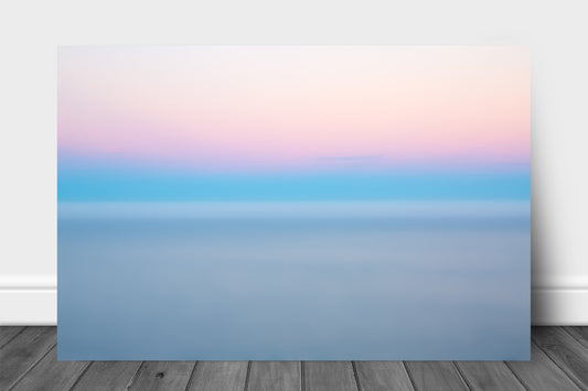 Blurry abstract aluminum metal print wall art of a layer of fog over the Pacific Ocean at sunrise in Big Sur, California by Sean Ramsey of Southern Plains Photography.