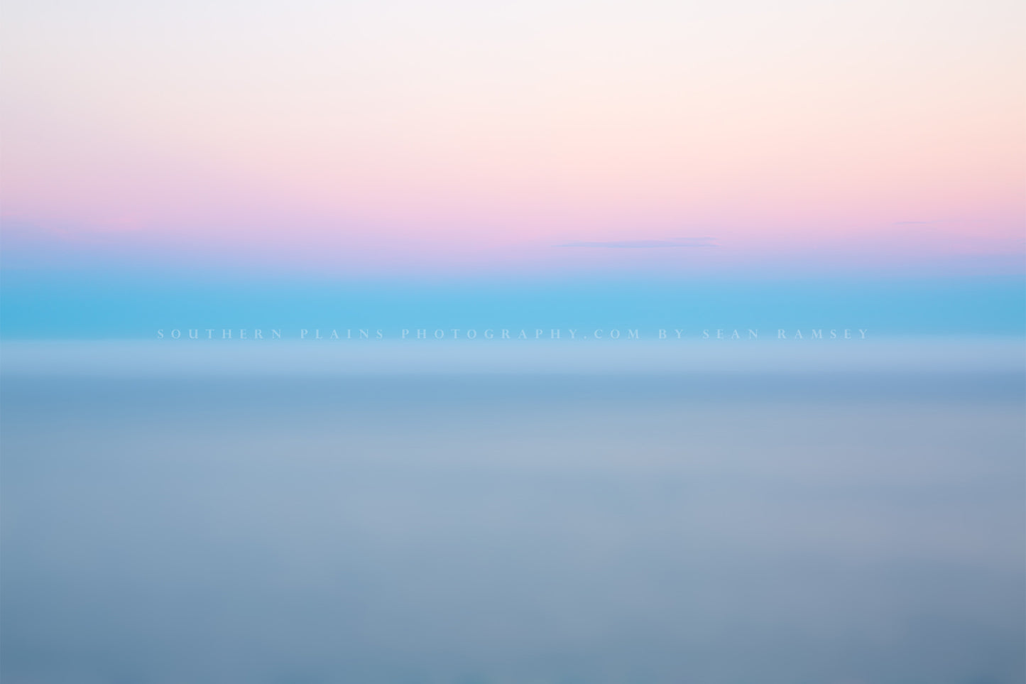 Blurry abstract photography print of a layer of fog over the Pacific Ocean at sunrise in Big Sur, California by Sean Ramsey of Southern Plains Photography.
