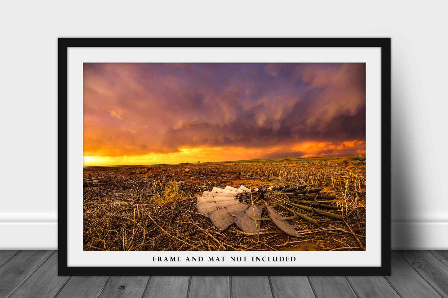 Country Photography Print - Kansas Wall Art Picture of Windmill Turbine in Field on Stormy Evening Farm Photo Farmhouse Decor 5x7 to 40x60