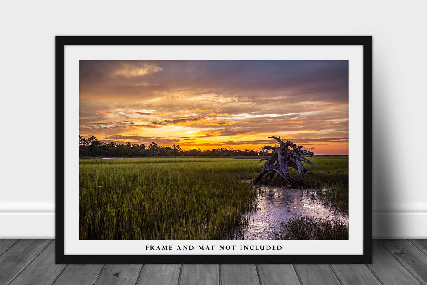 Lowcountry Photography Print - Wall Art Picture of Dead Tree in Salt Marsh at Sunset in Pinckney Island South Carolina Landscape Decor