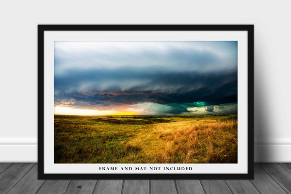 Storm Picture - Fine Art Landscape Photography Print of Thunderstorm Over Open Prairie in Kansas Weather Wall Art Photo Decor 5x7 to 40x60