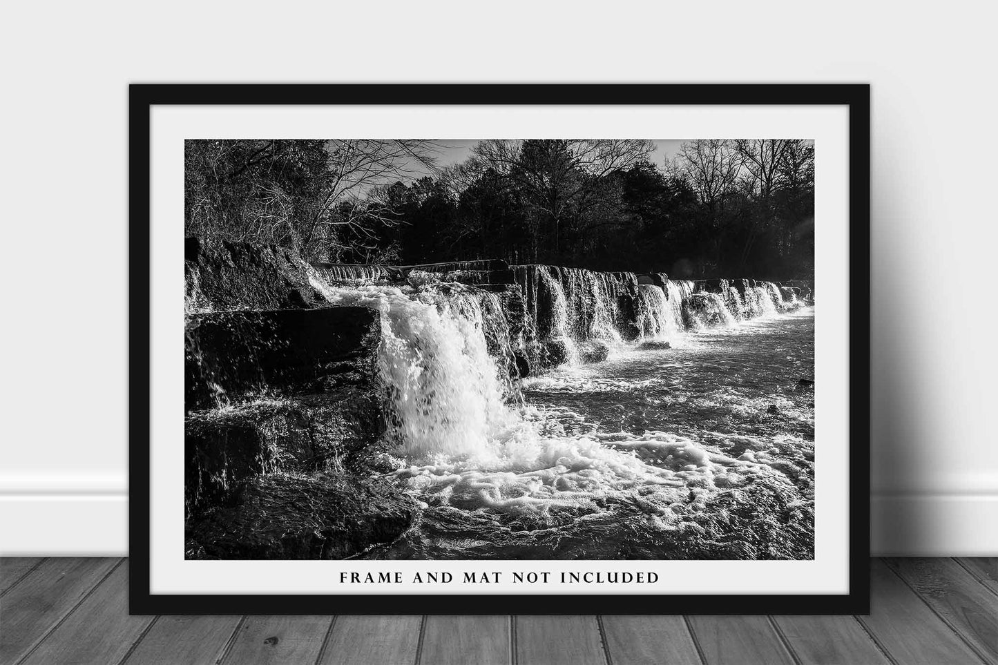 Natural Dam Photography Print | Waterfall Picture | Black and White Wall Art | Arkansas Photo | Ozark Mountains Decor | Not Framed