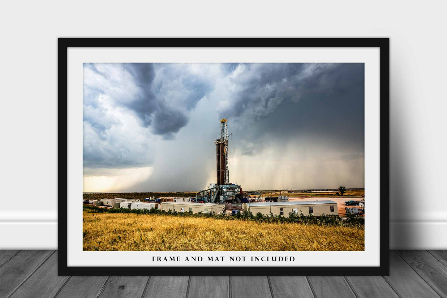 Oilfield Photography Print (Not Framed) Picture of Drilling Rig and Storm On Summer Day in Oklahoma Thunderstorm Wall Art Oil and Gas Decor