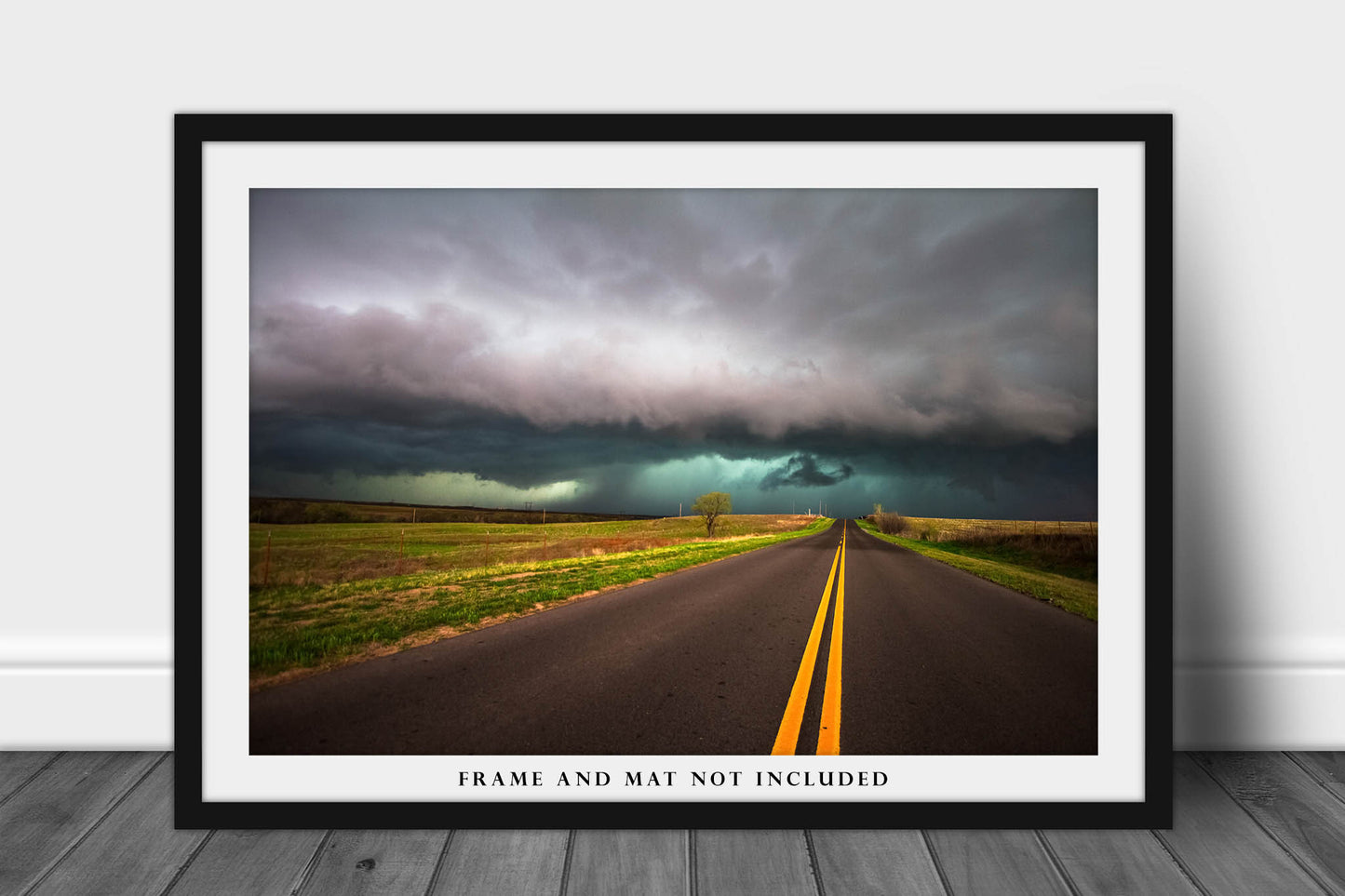 Storm Photography Print - Fine Art Highway Picture of Road and Thunderstorm in Oklahoma Weather Travel Adventure Wall Art Photo Decor