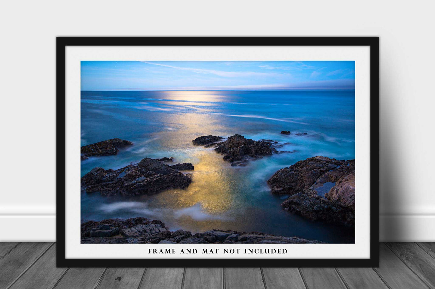 Coastal Photography Print - Picture of Moonlight Reflection on Pacific Ocean at Big Sur California Decor West Coast Wall Art Photo Artwork