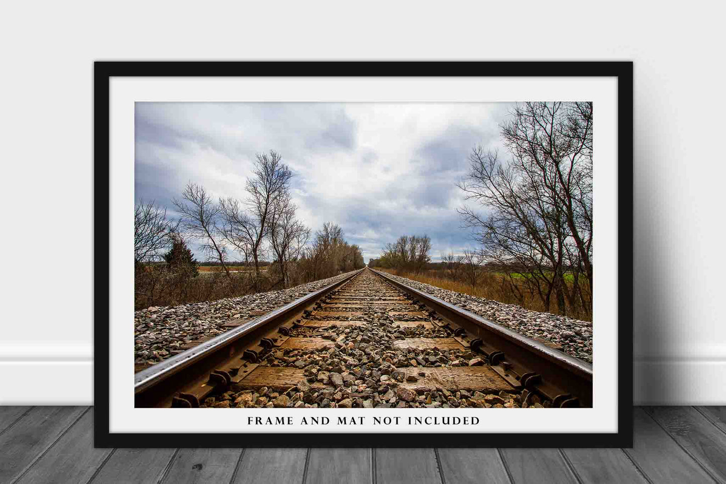 Railroad Photography Print (Not Framed) Picture of Train Tracks on Stormy Spring Day in Oklahoma Locomotive Wall Art Adventure Decor