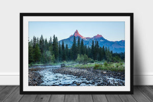 Framed and matted print of Pilot and Index Peaks overlooking the Clarks Fork of the Yellowstone River at sunrise on a summer morning along the Wyoming and Montana border by Sean Ramsey of Southern Plains Photography.