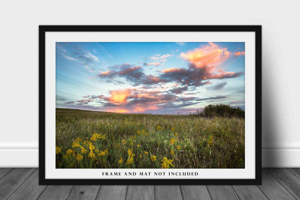 Great Plains Photography Print, Wall Art Photo of Clouds Over the Tallgrass Prairie in Osage County Oklahoma Western Country Landscape Decor