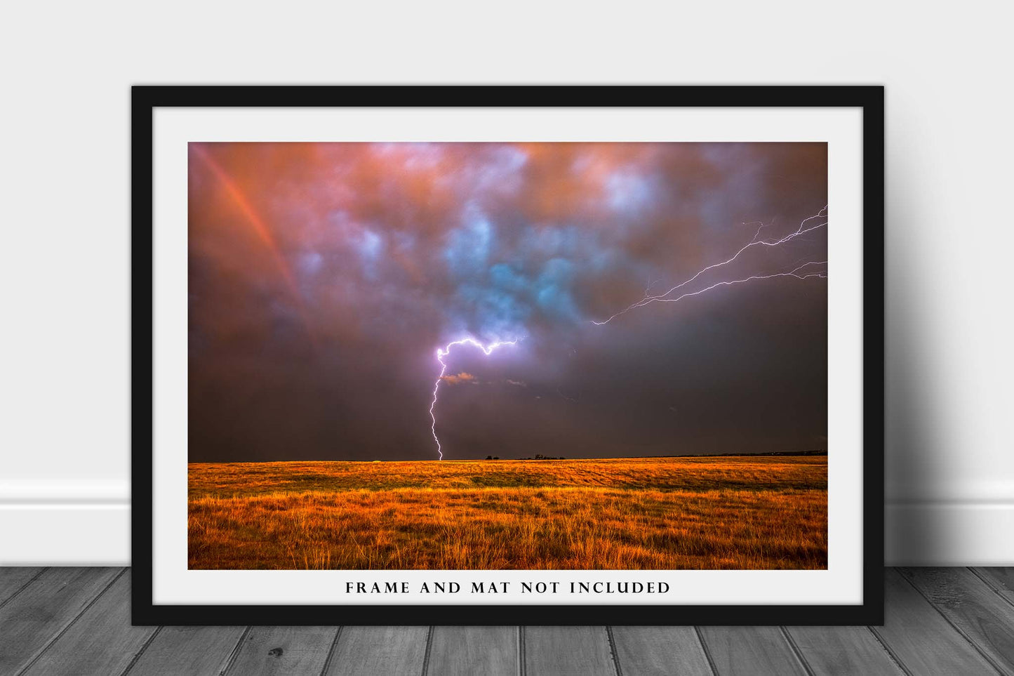 Lightning Storm Picture - Fine Art Nature Photography Print of Lightning Strike on Stormy Evening in Oklahoma Weather Wall Art Photo Decor