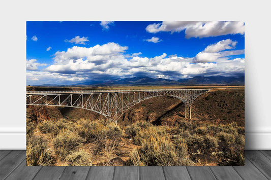 Southwest aluminum metal print wall art of the Rio Grande Gorge Bridge near Taos, New Mexico by Sean Ramsey of Southern Plains Photography.
