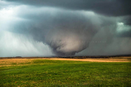 Storm photography print of a wedge tornado rumbling over the plains on a stormy spring day in Kansas by Sean Ramsey of Southern Plains Photography.