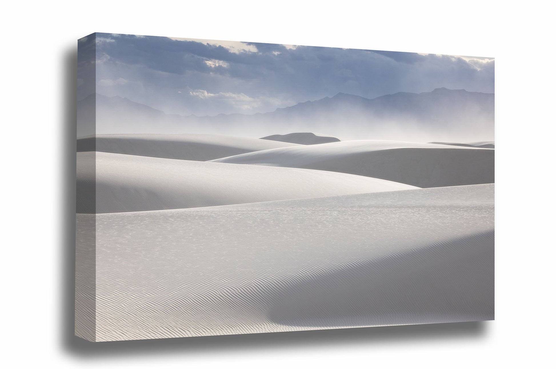 Desert southwest canvas wall art of layered sand dunes creating an abstract scene at White Sands National Park, New Mexico by Sean Ramsey of Southern Plains Photography.