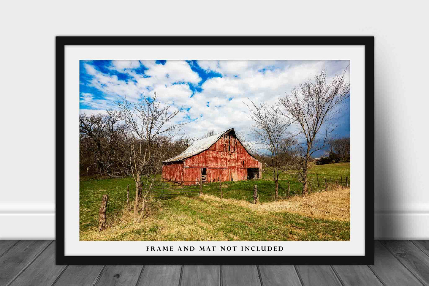 Country Photography Print (Not Framed) Picture of Red Barn on Early Spring Day in Missouri Farm Wall Art Farmhouse Decor