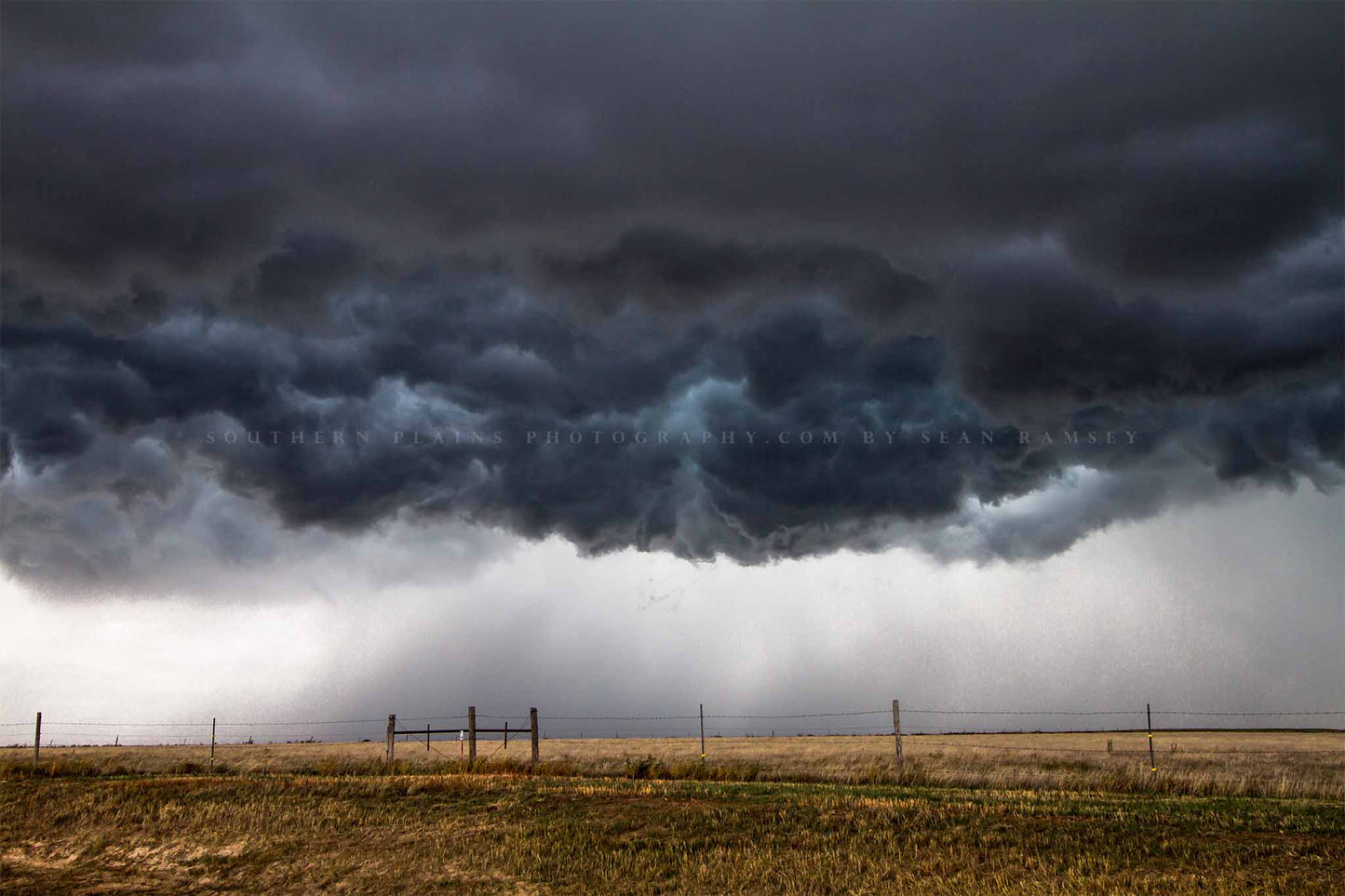 Thunderstorm photography print of low hanging storm clouds boiling over plains n a stormy day in Kansas by Sean Ramsey of Southern Plains Photography.