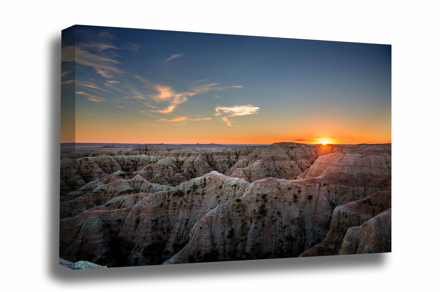 Western landscape canvas wall art of a serene sunset over Badlands National Park, South Dakota by Sean Ramsey of Southern Plains Photography.