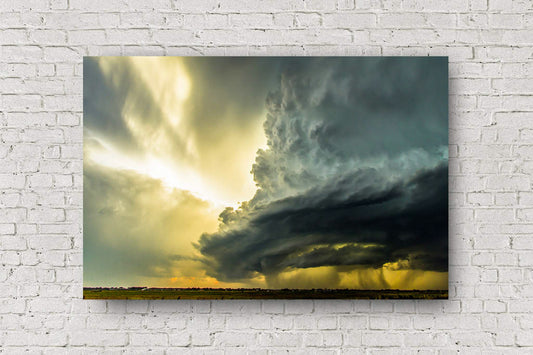 Storm metal print wall art of a powerful supercell thunderstorm on a stormy spring day in Oklahoma by Sean Ramsey of Southern Plains Photography.