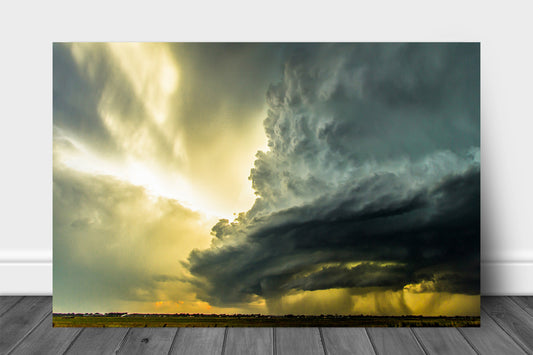 Storm metal print wall art of a powerful supercell thunderstorm on a stormy spring day in Oklahoma by Sean Ramsey of Southern Plains Photography.