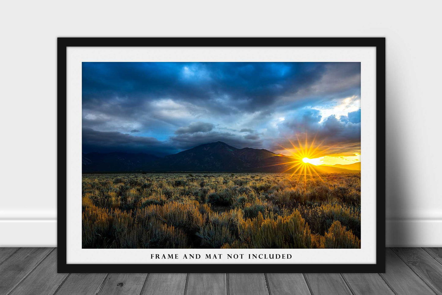 Landscape Photography Print - Wall Art Photo of Sunlight Twinkling Over Mountain and Sagebrush in Taos New Mexico Southwest Decor