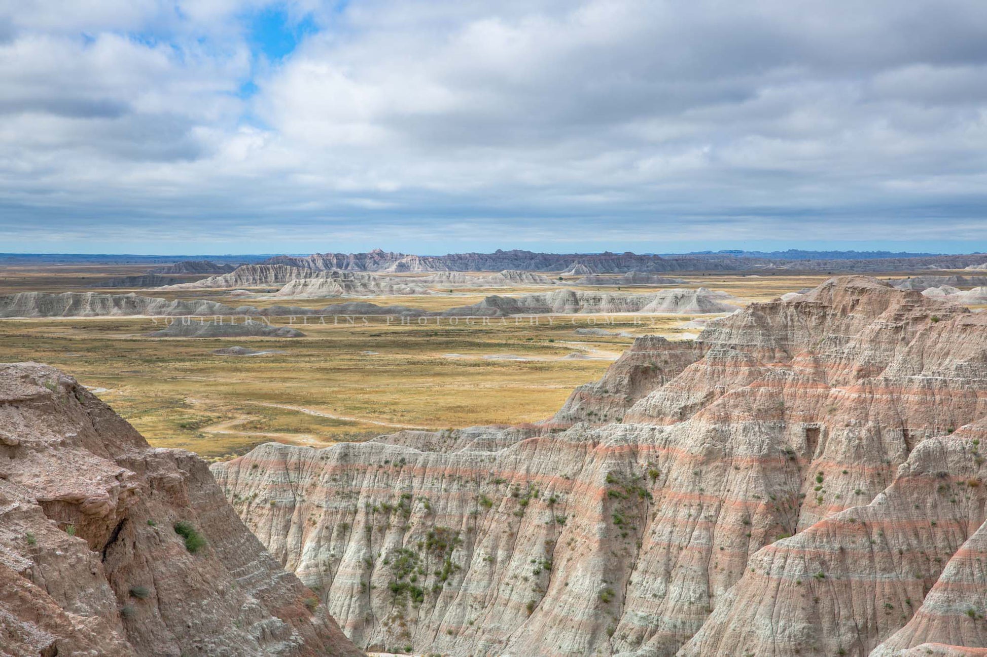 Great Plains photography print of Badlands National Park rising from the vast expansive northern prairie in South Dakota by Sean Ramsey of Southern Plains Photography.