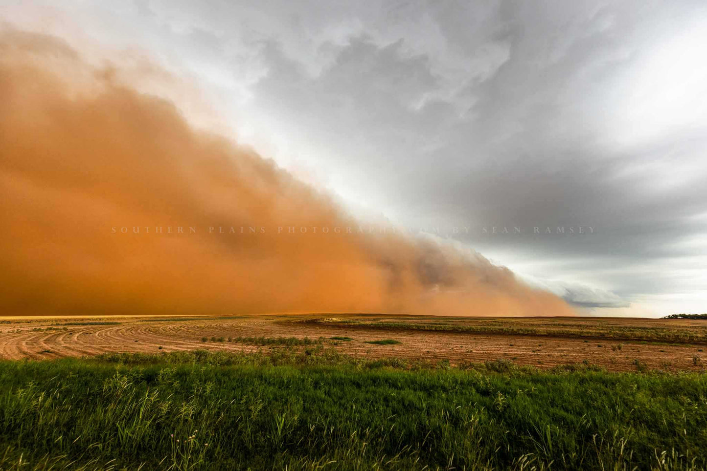 Haboob photography print of a dust storm sweeping over a field on a stormy spring day on the plains of Texas by Sean Ramsey of Southern Plains Photography.