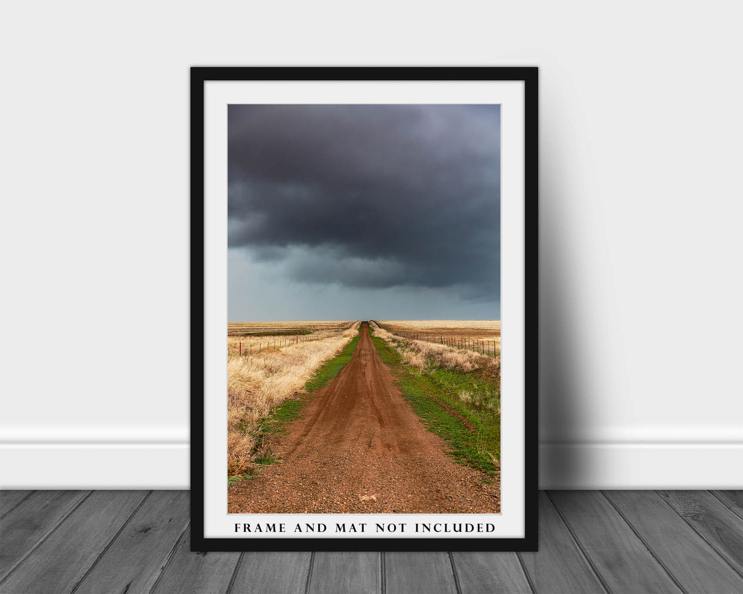 Country Photography Print (Not Framed) Vertical Picture of Dirt Road Leading to Horizon on Stormy Day in Texas Great Plains Wall Art Farmhouse Decor
