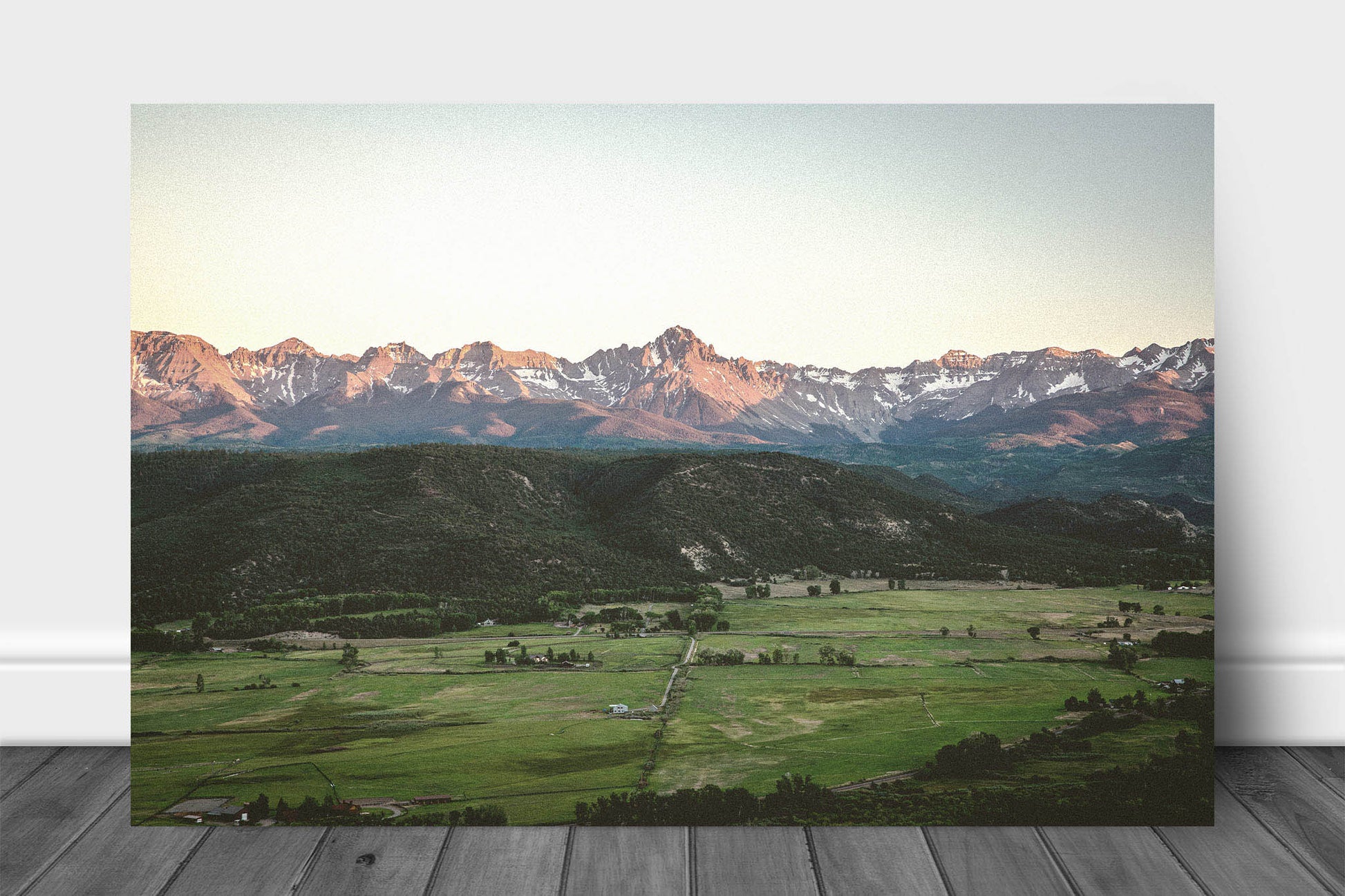 Rocky Mountain aluminum metal print of Mount Sneffels overlooking a valley in the early evening in the San Juan Mountains of Colorado by Sean Ramsey of Southern Plains Photography.