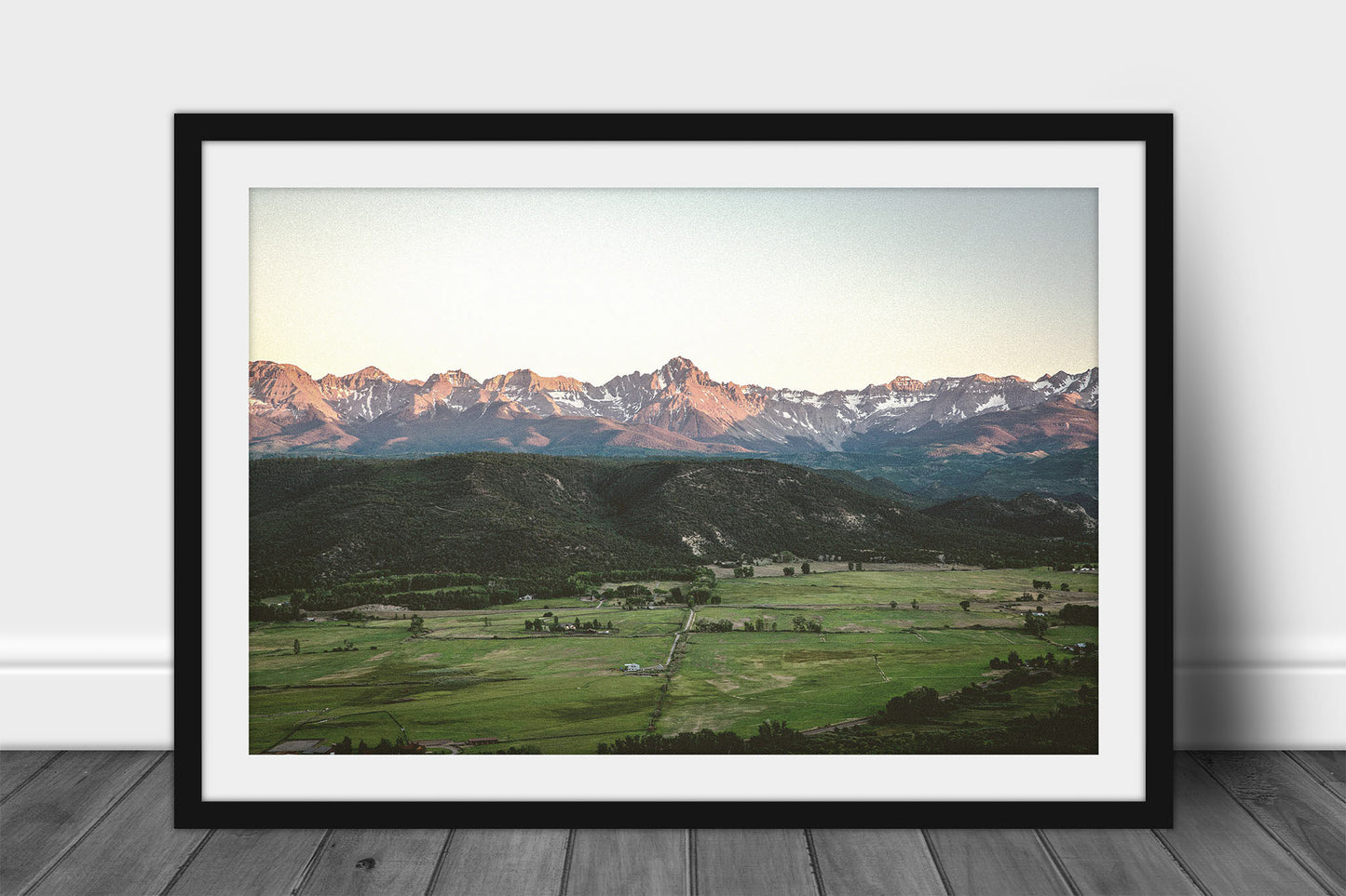 Framed and matted Rocky Mountain Print of Mount Sneffels overlooking a valley in the early evening in the San Juan Mountains of Colorado by Sean Ramsey of Southern Plains Photography.