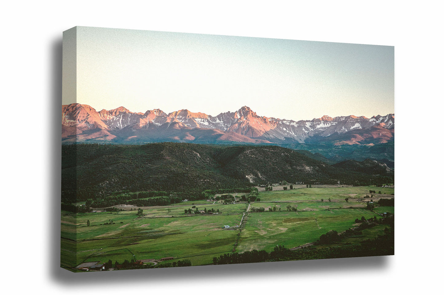 Rocky Mountain canvas wall art of Mount Sneffels overlooking a valley in the early evening in the San Juan Mountains of Colorado by Sean Ramsey of Southern Plains Photography.