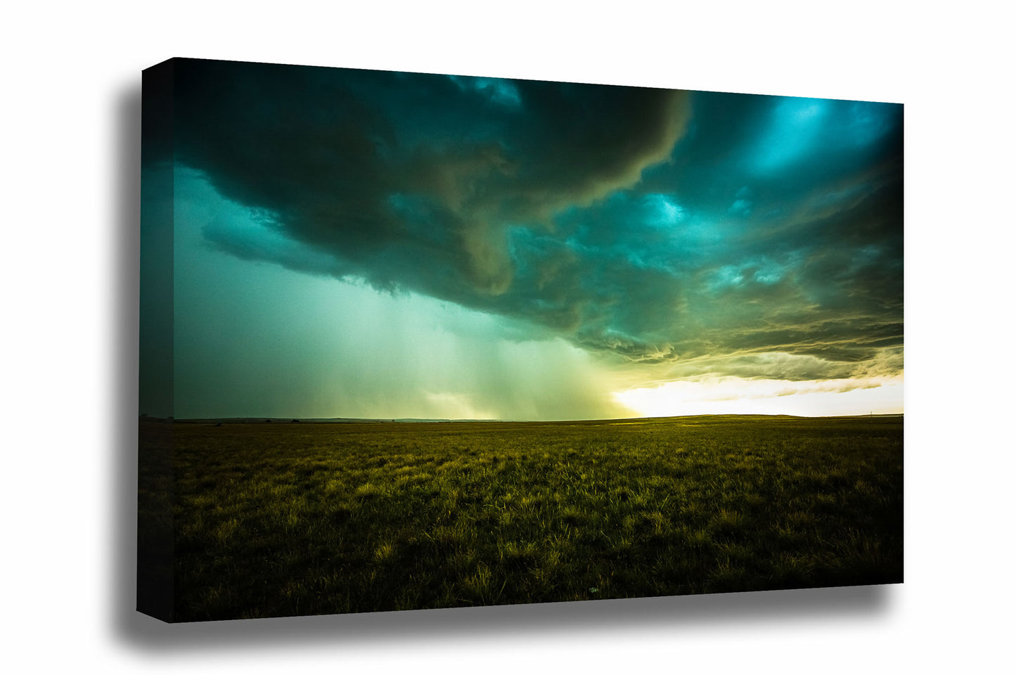 Storm gallery wrapped canvas wall art of a thunderstorm advancing over open prairie on a stormy late summer day in Nebraska by Sean Ramsey of Southern Plains Photography.