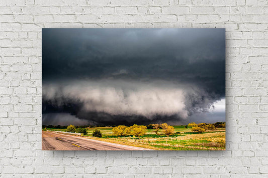Extreme weather metal print of a wide wedge tornado touching down on a stormy spring day on the plains of Oklahoma by Sean Ramsey of Southern Plains Photography.