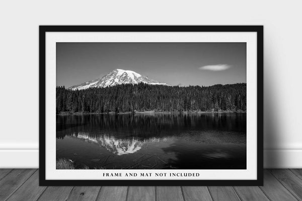 Pacific Northwest Photo Print | Mount Rainier Picture | Washington Wall Art | Black and White Photography | Nature Decor