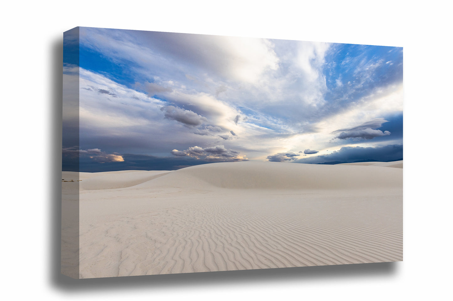 Desert gallery wrapped canvas wall art of a scenic sky over a sand dune on a spring evening at White Sands National Park, New Mexico by Sean Ramsey of Southern Plains Photography.