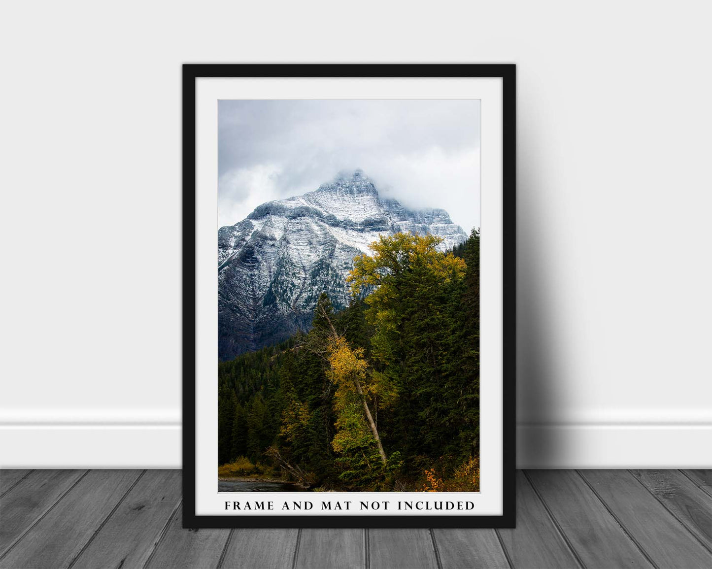 Rocky Mountain Wall Art Photography Print - Vertical Picture of Snowy Peak in Glacier National Park Montana Western Photo Artwork Decor