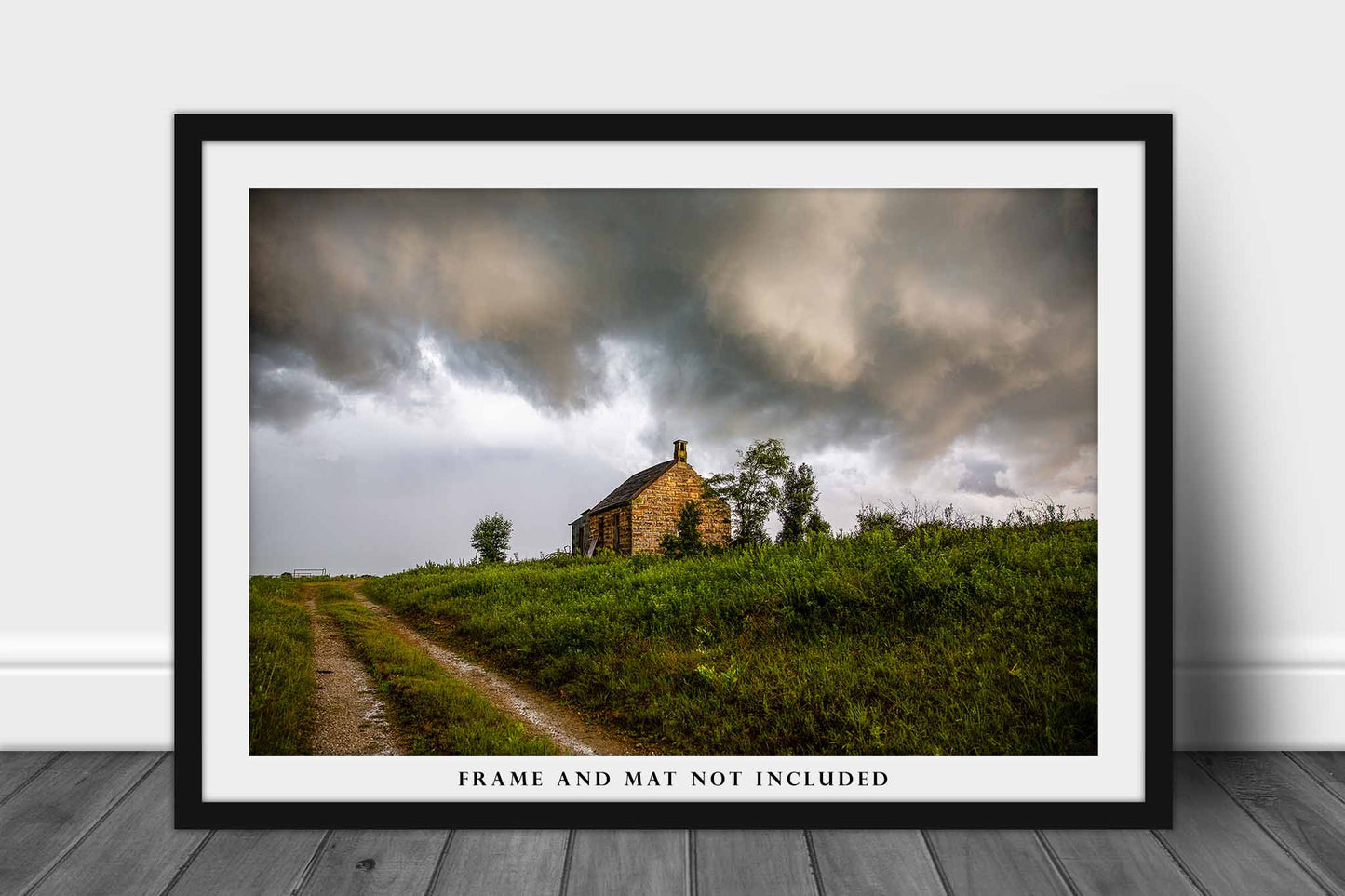 Farmhouse Decor - Photo Print of Abandoned Homestead Under Storm Clouds on Summer Day in Oklahoma - Rustic Country Photography Artwork