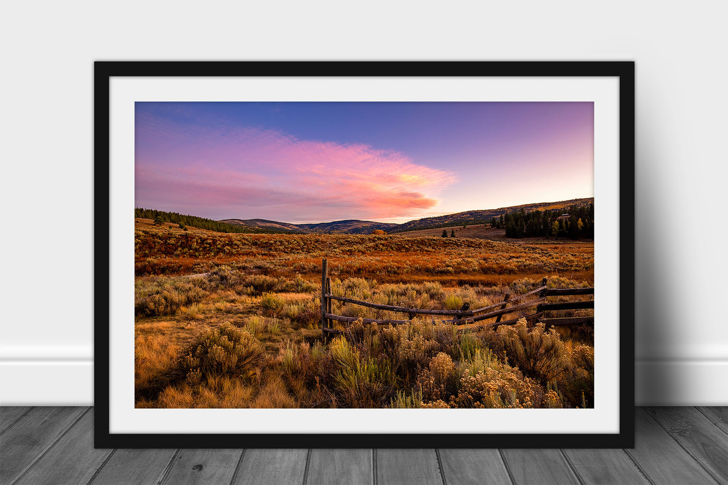 Rocky Mountains landscape framed print of a mountain valley at sunset on an autumn evening near Angel Fire, New Mexico by Sean Ramsey of Southern Plains Photography.
